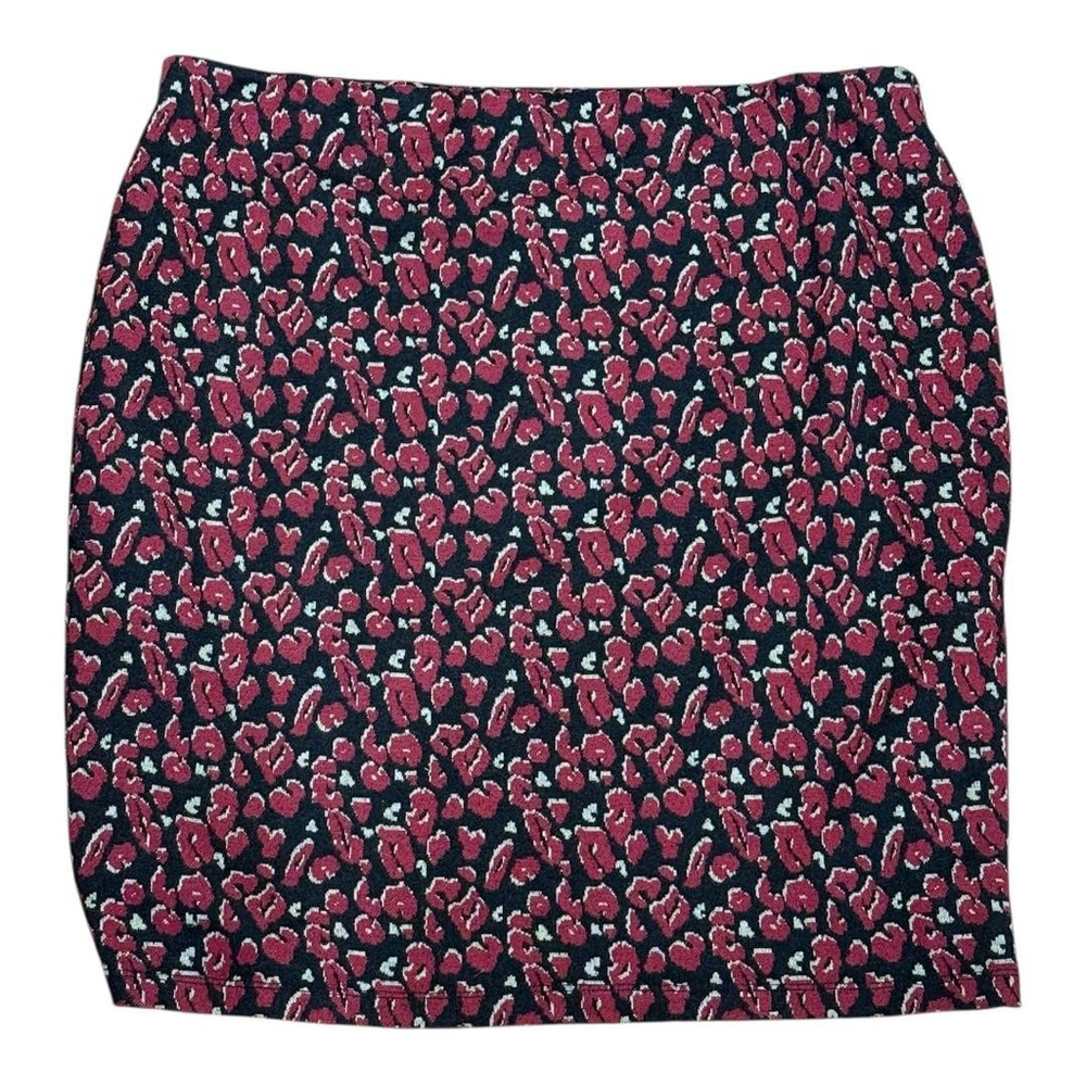 CadaDIA Skirt Womens 46 Black Red Pomme Skirt Jacquard Floral Print Pull On